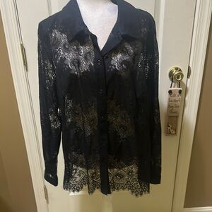 CAbi Black Long Sleeve Blouse NWOT